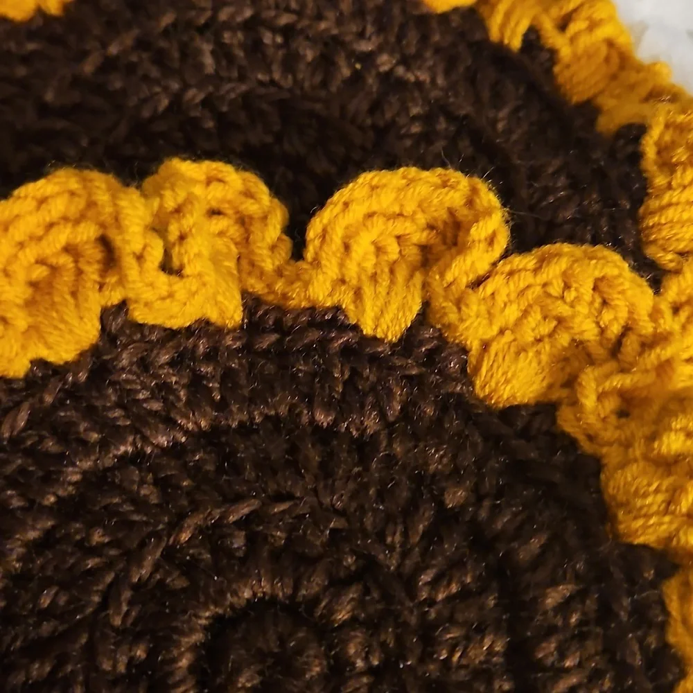 Hand Crafted Floral Coaster 2pc Set Sunflower Mug Rug Home Decor Faux Flower Mat